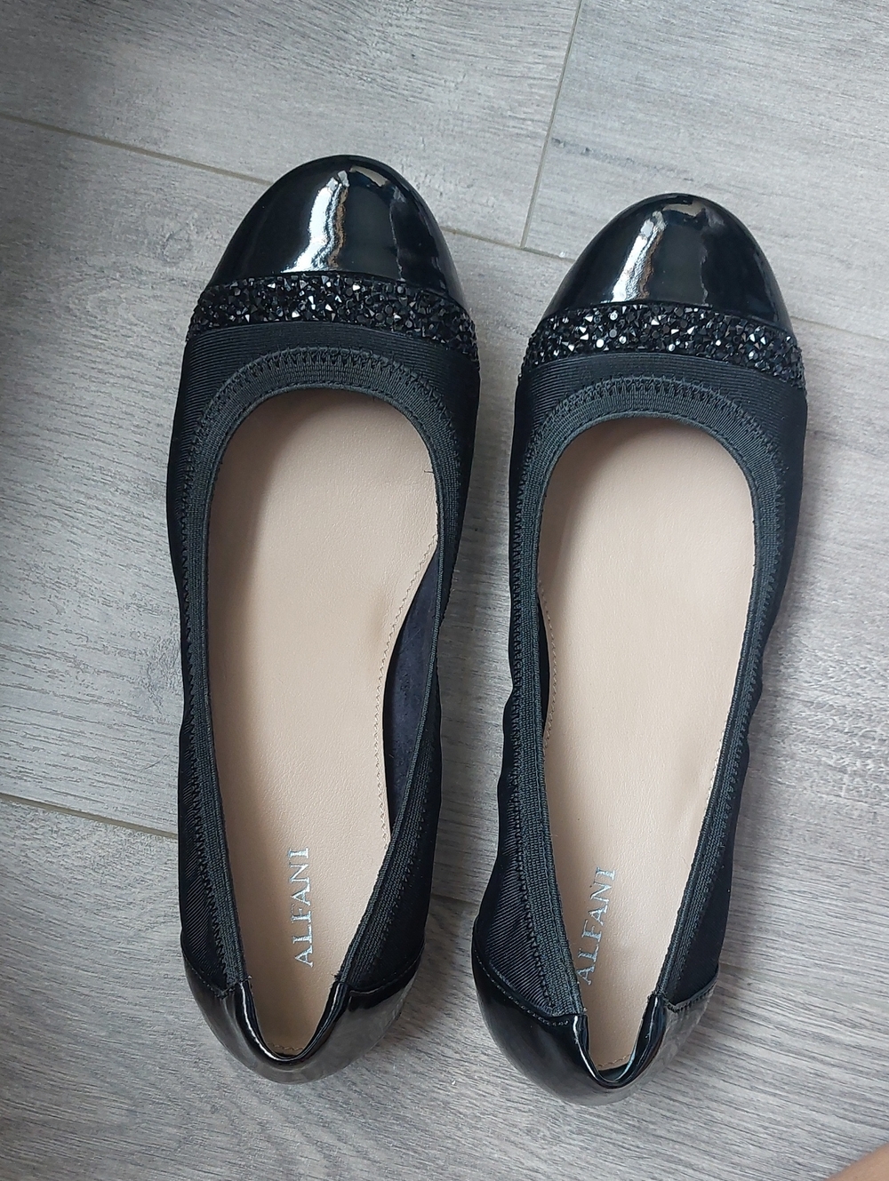 Alfani Black Embellished Cap-Toe Ballet Flats Size 7.5